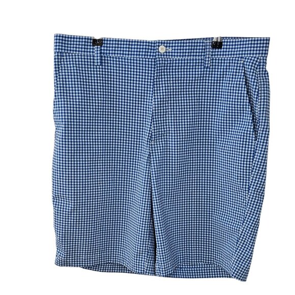 Footjoy Mens Seersucker Check Print Golf Shorts, Blue, White, Size 36 - Picture 1 of 8